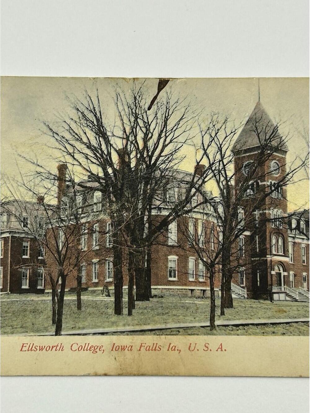 1908 Ellsworth College Old Main Iowa Falls IA Postcard Grundy Center IA 1c Stamp - Picture 3 of 16